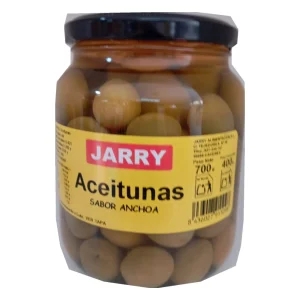 Aceitunas sabor anchoa Jarry con hueso, tarro de 400 g escurridos