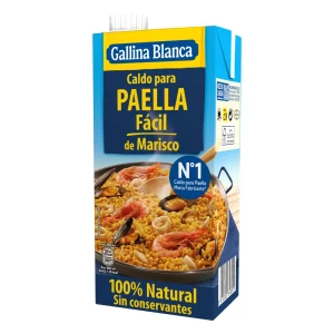 Caldo para paella Gallina Blanca, paella fácil de marisco en brik de 1 litro